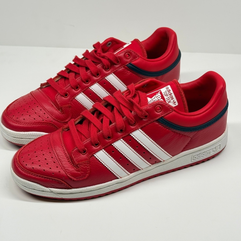 Adidas Top Ten RB Low Sneaker Lace Up Red Leather Casual Comfort Size 10.5 - Picture 3 of 8